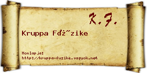 Kruppa Füzike névjegykártya